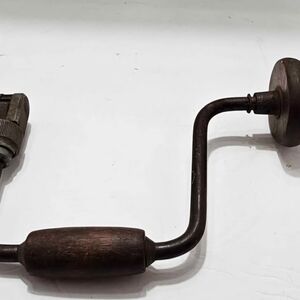 Vintage Hand Drill with Wooden Handle